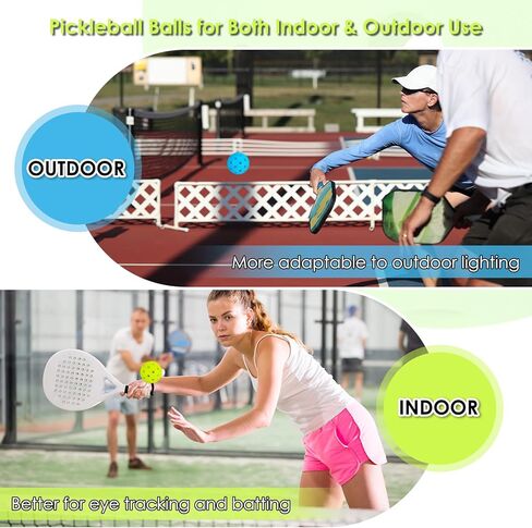 Pickleball Balls, 40 Holes Outdoor Pickle Balls with Mesh Bag for Sport Indoor Play, High Elasticity & Durable Pickleballs for All Style Pickleball Paddles, Gifts for Pickleball Lovers in Saudi Arabia