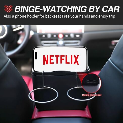 سلة مهملات السيارة منظم صندوق السيارة ABS سلة مهملات السيارة مقاومة للماء سلة قمامة السيارة متعددة الأغراض لمستلزمات السيارة الخاصة بك مع حامل هاتف كوب، أسود in Kuwait