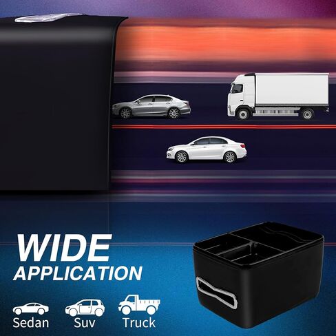 سلة مهملات السيارة منظم صندوق السيارة ABS سلة مهملات السيارة مقاومة للماء سلة قمامة السيارة متعددة الأغراض لمستلزمات السيارة الخاصة بك مع حامل هاتف كوب، أسود in Kuwait