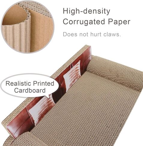 سرير SONGWAY من الورق المقوى للقطط - لوح خدش للقطط على شكل أريكة، وسادة خدش للقطط، أريكة أثاث للقطط، سرير صالة للقطط مع النعناع البري، خدش من الورق المقوى المموج للقطط الداخلية، بني in Kuwait