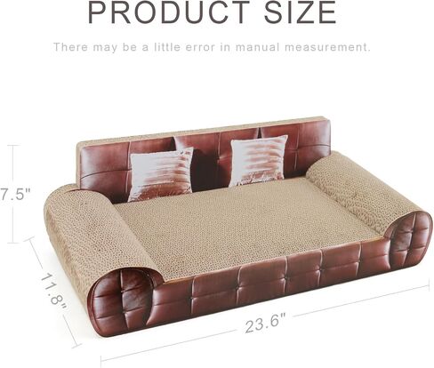 سرير SONGWAY من الورق المقوى للقطط - لوح خدش للقطط على شكل أريكة، وسادة خدش للقطط، أريكة أثاث للقطط، سرير صالة للقطط مع النعناع البري، خدش من الورق المقوى المموج للقطط الداخلية، بني in Kuwait