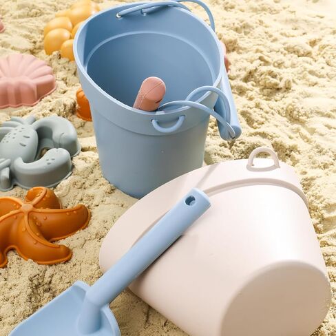 AMOR PRESENT 11PCS Silicone Beach Toy Set, Travel Friendly Silicone Sand Bucket Molds Shovel Bag Modern Beach Toys for Toddlers Kids in Saudi Arabia