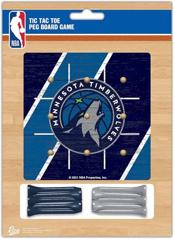 لعبة Rico Industries NBA Peg Tic Tac Toe مقاس 4.25 بوصة × 4.25 بوصة لعبة خشبية بحجم السفر تيك تاك تو - ألعاب ربط الألعاب - متعة عائلية in Kuwait