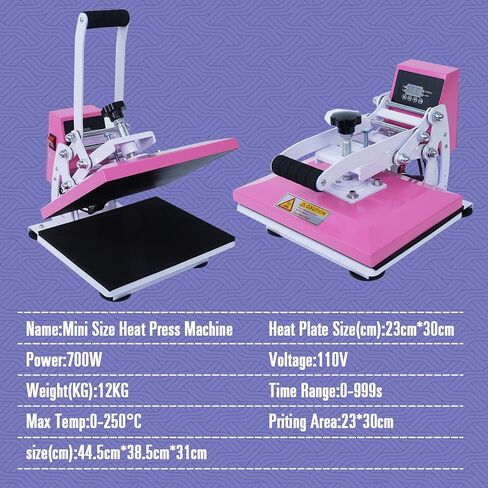 MECOLOUR Heat Press 9 x12 Digital Heat Press Machine Fast Heating, High Pressure Heat Press Machine for T-Shirt, Power Digital Industrial Sublimation Printer for Heat Transfer Vinyl-Pink in Saudi Arabia