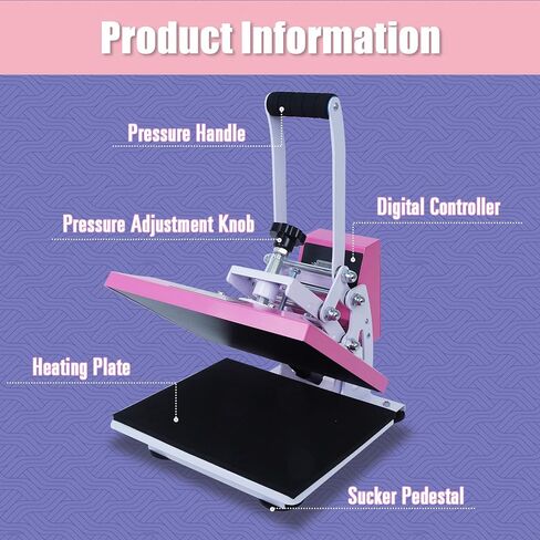 MECOLOUR Heat Press 9 x12 Digital Heat Press Machine Fast Heating, High Pressure Heat Press Machine for T-Shirt, Power Digital Industrial Sublimation Printer for Heat Transfer Vinyl-Pink in Saudi Arabia