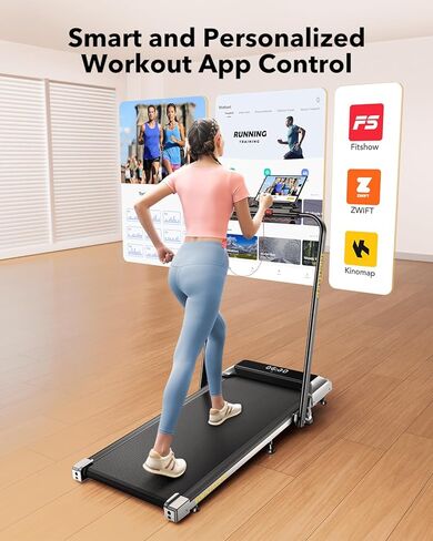 Walking Pad Under Desk Treadmill with Incline, 2 in 1 Folding Treadmill for Home/Office, Portable Compact Treadmill with Remote Control, APP & LED Display 300LBS Capacity in Kuwait