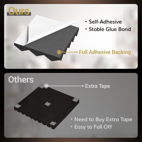 TONOR 24 حزمة من ألواح الرغوة الصوتية، 2 * 12 * 12 بوصة ذاتية اللصق ثلاثية الأبعاد مصممة على شكل هرم لامتصاص الأصداء، توسيع سريع، رغاوي ممتصة للصوت مناسبة للمنزل والاستوديو، أسود in Kuwait