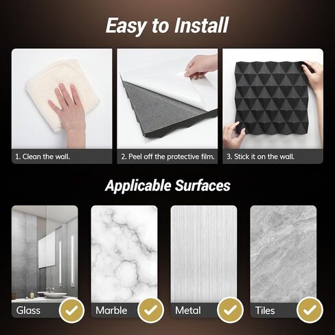 TONOR 24 حزمة من ألواح الرغوة الصوتية، 2 * 12 * 12 بوصة ذاتية اللصق ثلاثية الأبعاد مصممة على شكل هرم لامتصاص الأصداء، توسيع سريع، رغاوي ممتصة للصوت مناسبة للمنزل والاستوديو، أسود in Kuwait