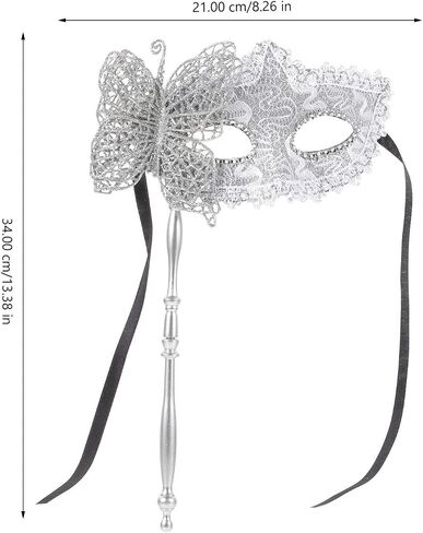 EXCEART Handheld Masquerade Mask with Stick Fancy Dress Dancing Mask Venetian Halloween Mardi Gras Costumes Party Prom Mask in Saudi Arabia