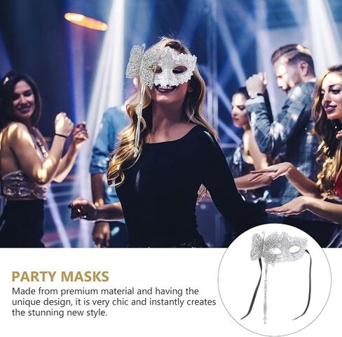EXCEART Handheld Masquerade Mask with Stick Fancy Dress Dancing Mask Venetian Halloween Mardi Gras Costumes Party Prom Mask in Saudi Arabia