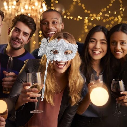 EXCEART Handheld Masquerade Mask with Stick Fancy Dress Dancing Mask Venetian Halloween Mardi Gras Costumes Party Prom Mask in Saudi Arabia