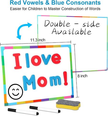 Magnetic Letters Kit, A-Z Foam Magnetic Letters, Alphabet Letters with Large Double-Side Magnet Board and Learning Cards, Educational Refrigerator Magnets for Preschool Learning Spelling (Blue/Red) in Saudi Arabia