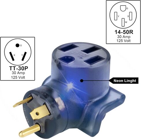 محول شاحن NEMA 14-30P إلى 14-50R EV، ومجفف 30 أمبير إلى محول تحويل 50 أمبير EV/RV (14-30P/14-50R أسود نظيف) in Saudi Arabia