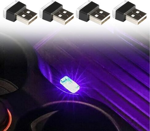4Pcs Interior Led Lights, Mini USB Led Light, Auto Interior Led Lights Decoration, USB LED Car Interior Atmosphere Lamp, USB LED Car Ambient Light Car Interior Accessorie for All Cars (Ice Blue) in Saudi Arabia