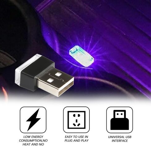 4Pcs Interior Led Lights, Mini USB Led Light, Auto Interior Led Lights Decoration, USB LED Car Interior Atmosphere Lamp, USB LED Car Ambient Light Car Interior Accessorie for All Cars (Ice Blue) in Saudi Arabia
