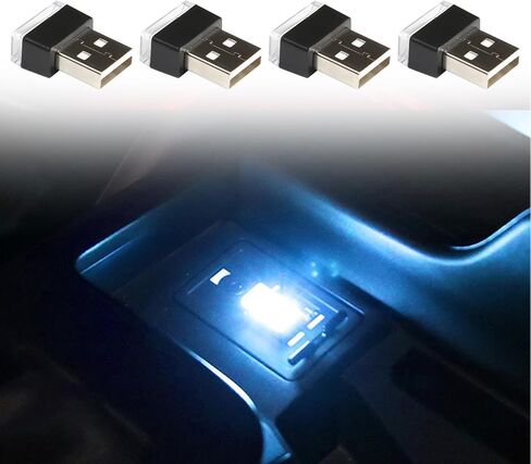 4Pcs Interior Led Lights, Mini USB Led Light, Auto Interior Led Lights Decoration, USB LED Car Interior Atmosphere Lamp, USB LED Car Ambient Light Car Interior Accessorie for All Cars (Ice Blue) in Saudi Arabia