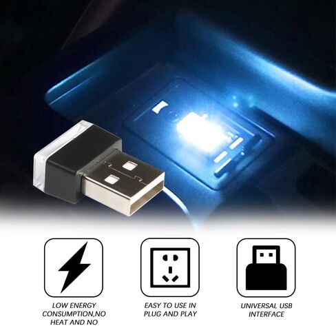 4Pcs Interior Led Lights, Mini USB Led Light, Auto Interior Led Lights Decoration, USB LED Car Interior Atmosphere Lamp, USB LED Car Ambient Light Car Interior Accessorie for All Cars (Ice Blue) in Saudi Arabia