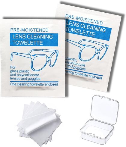 IGOOLEE 200 Pcs Disposable Eyeglass Cleaning Tissues Wipes Cloths Individually Wrapped Glasses Cleaner Lens Wipes with 10 Pcs Cleaning Cloths 1 Pcs Storage Box for Phone Computer Car Screen Camera in Saudi Arabia