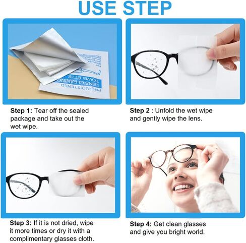 IGOOLEE 200 Pcs Disposable Eyeglass Cleaning Tissues Wipes Cloths Individually Wrapped Glasses Cleaner Lens Wipes with 10 Pcs Cleaning Cloths 1 Pcs Storage Box for Phone Computer Car Screen Camera in Saudi Arabia