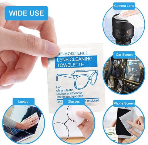 IGOOLEE 200 Pcs Disposable Eyeglass Cleaning Tissues Wipes Cloths Individually Wrapped Glasses Cleaner Lens Wipes with 10 Pcs Cleaning Cloths 1 Pcs Storage Box for Phone Computer Car Screen Camera in Saudi Arabia