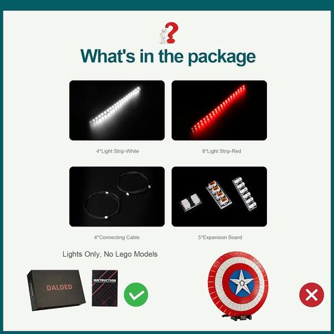 مجموعة إضاءة LED من DALDED لدرع Lego Marvel Captain America، إضاءة LED متوافقة مع نماذج مكعبات البناء Lego 76262 (لا تشمل مجموعة Lego) in Kuwait