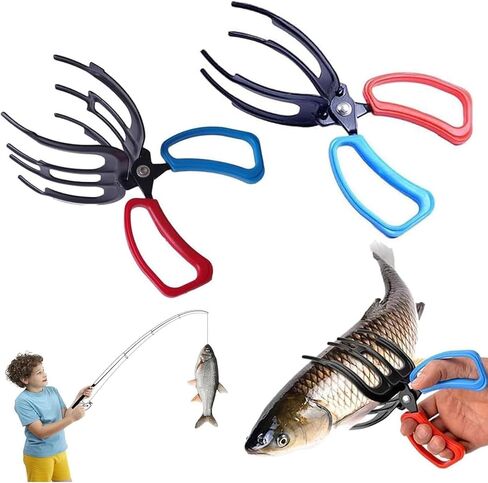 【2PCS】 Metal Fish Gripper, Upgrade Multifunctional 2/3 Claw Fishing Pliers Gripper Catch Fish Control Clamp, Fishing Accessories Fishing Pliers Control Forceps for Most Freshwater Fish(2+3Claw Set) in Saudi Arabia