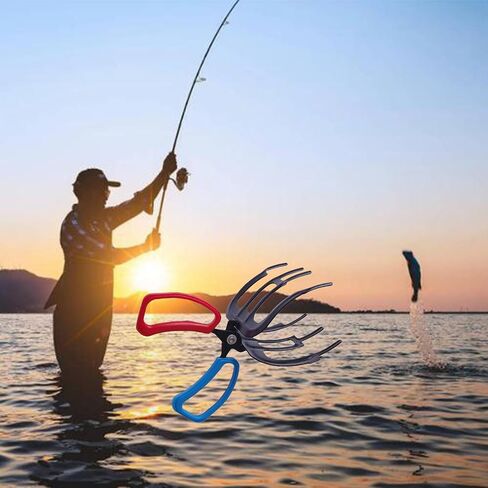 【2PCS】 Metal Fish Gripper, Upgrade Multifunctional 2/3 Claw Fishing Pliers Gripper Catch Fish Control Clamp, Fishing Accessories Fishing Pliers Control Forceps for Most Freshwater Fish(2+3Claw Set) in Saudi Arabia