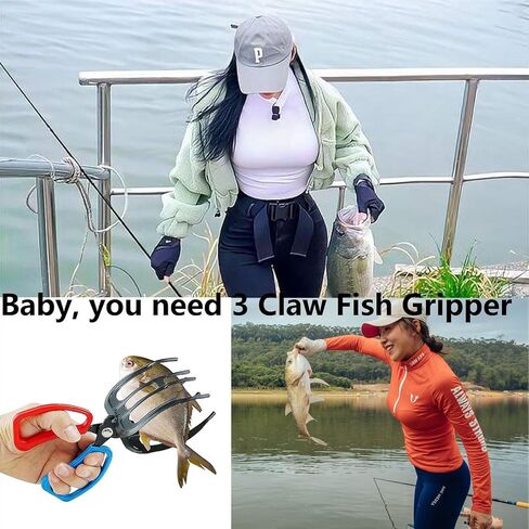 【2PCS】 Metal Fish Gripper, Upgrade Multifunctional 2/3 Claw Fishing Pliers Gripper Catch Fish Control Clamp, Fishing Accessories Fishing Pliers Control Forceps for Most Freshwater Fish(2+3Claw Set) in Saudi Arabia