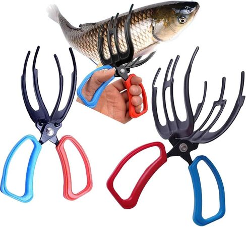 【2PCS】 Metal Fish Gripper, Upgrade Multifunctional 2/3 Claw Fishing Pliers Gripper Catch Fish Control Clamp, Fishing Accessories Fishing Pliers Control Forceps for Most Freshwater Fish(2+3Claw Set) in Saudi Arabia