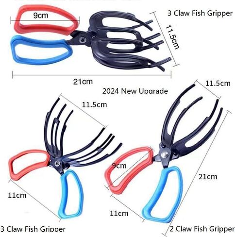 【2PCS】 Metal Fish Gripper, Upgrade Multifunctional 2/3 Claw Fishing Pliers Gripper Catch Fish Control Clamp, Fishing Accessories Fishing Pliers Control Forceps for Most Freshwater Fish(2+3Claw Set) in Saudi Arabia