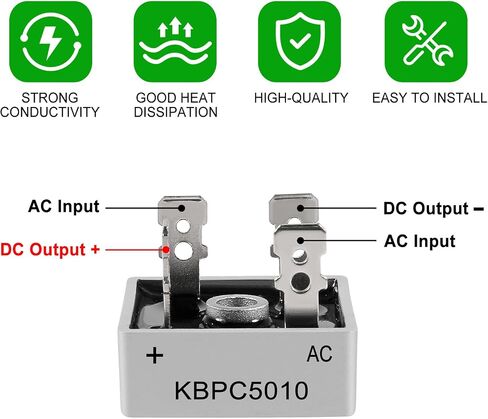 8PCS KBPC5010 Bridge Rectifier Diode 1000V 50A AC to DC Full Wave Single Phase Housing Bridge Electronic Silicon Diode Rectifier Electronic Components in Saudi Arabia