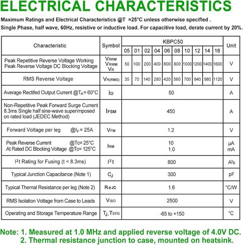 8PCS KBPC5010 Bridge Rectifier Diode 1000V 50A AC to DC Full Wave Single Phase Housing Bridge Electronic Silicon Diode Rectifier Electronic Components in Saudi Arabia