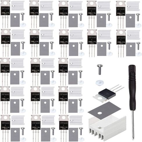 20 pcs IRF540 IRF540N Mosfet Transistor 33A 100V N-Channel Power MOSFET TO-220 with Heatsink Screw Washer Rubber Silicone Screwdriver for Home Industry and DIY in Saudi Arabia