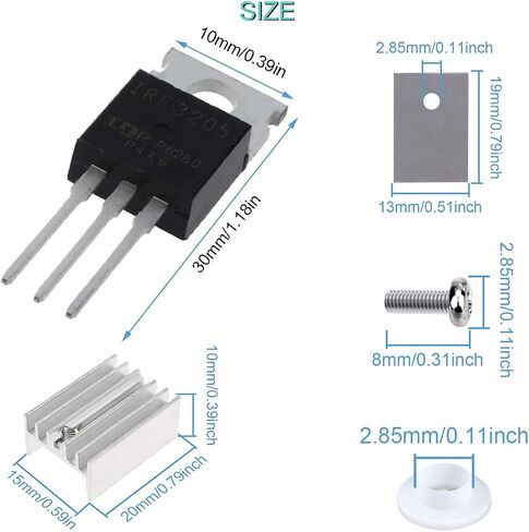 20 pcs IRF540 IRF540N Mosfet Transistor 33A 100V N-Channel Power MOSFET TO-220 with Heatsink Screw Washer Rubber Silicone Screwdriver for Home Industry and DIY in Saudi Arabia