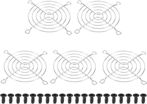 PATIKIL 109mm Filter Grill with Screws, 5 Pack Chrome Plated Iron Frame Ventilator Grill Protector Mesh Dustproof Case Cover for Computer, Fan, Silver Tone in Saudi Arabia