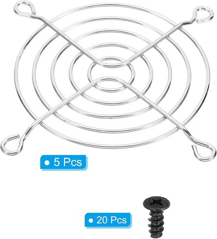 PATIKIL 109mm Filter Grill with Screws, 5 Pack Chrome Plated Iron Frame Ventilator Grill Protector Mesh Dustproof Case Cover for Computer, Fan, Silver Tone in Saudi Arabia