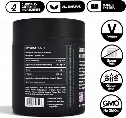 البوابة ™ | بداية النوم الطبيعي ومكمل الجودة | خالي من الميلاتونين، نوم عميق ومساعد هادئ | مغنيسيوم، جليكاين، إل-ثيانين، أبيجينين | 282 مجم جليسينات المغنيسيوم، 2 جرام جلايسين لكل جرعة in Kuwait