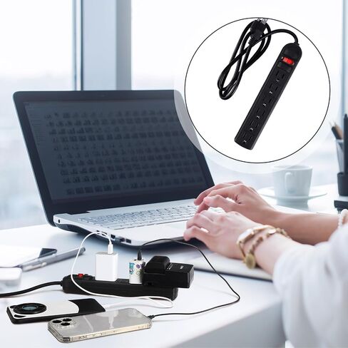 20 Pack 6 Outlet Power Strip Surge Protector 4 ft Cord Low Profile Flat Plug Surge Protector Power Strip for Home Office (Black) in Saudi Arabia