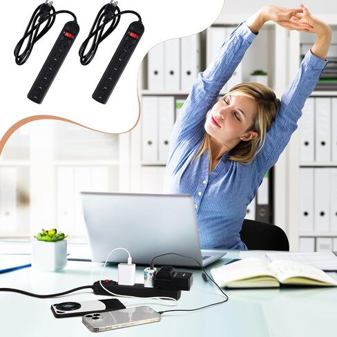 20 Pack 6 Outlet Power Strip Surge Protector 4 ft Cord Low Profile Flat Plug Surge Protector Power Strip for Home Office (Black) in Saudi Arabia
