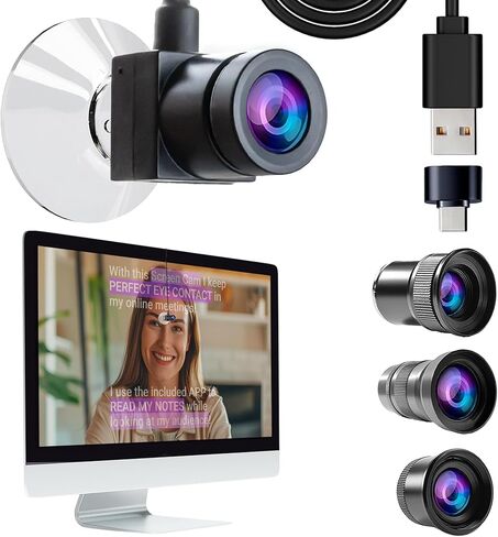 TELEPROMPTER PAD EyeMeeting Screen Cam – Perfect Eye Contact Webcam & On-Screen Prompter for Zoom Skype Videoconference, Online Meeting, Calls & Lessons, Software Included, Integrated Microphone in Kuwait