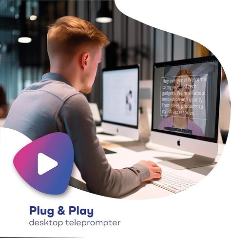 TELEPROMPTER PAD EyeMeeting Screen Cam – Perfect Eye Contact Webcam & On-Screen Prompter for Zoom Skype Videoconference, Online Meeting, Calls & Lessons, Software Included, Integrated Microphone in Kuwait