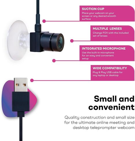 TELEPROMPTER PAD EyeMeeting Screen Cam – Perfect Eye Contact Webcam & On-Screen Prompter for Zoom Skype Videoconference, Online Meeting, Calls & Lessons, Software Included, Integrated Microphone in Kuwait