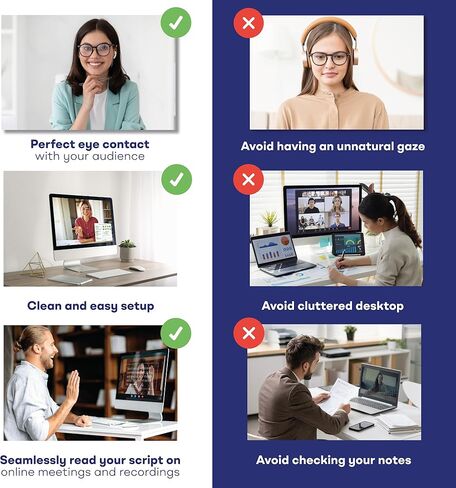 TELEPROMPTER PAD EyeMeeting Screen Cam – Perfect Eye Contact Webcam & On-Screen Prompter for Zoom Skype Videoconference, Online Meeting, Calls & Lessons, Software Included, Integrated Microphone in Kuwait