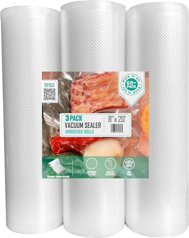 Vacuum Sealer Bags 8x50 Rolls 2 pack for External Vacuum Sealers, Seal a Meal, Weston. Commercial Grade, BPA Free, Heavy Duty, Great for vac storage, Meal Prep or Sous Vide. in Saudi Arabia
