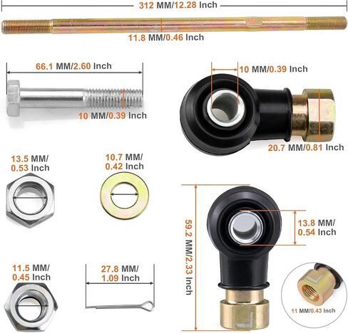 2x Left and Right Tie Rod Set 31.2cm for Polaris Scrambler 500 Sportsman 400 450 500 HO 570 600 700 800 Trail Boss 330 Trail Blazer 330 in Saudi Arabia