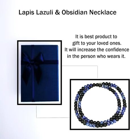 Auras by Osiris | Handmade Black Obsidian Crystal Necklace - Genuine Natural Gemstone Beaded Necklace |Healing, Protection, Grounding Talisman Mala - Choker Jewelry Gift for Girls, Womens, Mens in Saudi Arabia