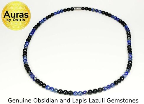Auras by Osiris | Handmade Black Obsidian Crystal Necklace - Genuine Natural Gemstone Beaded Necklace |Healing, Protection, Grounding Talisman Mala - Choker Jewelry Gift for Girls, Womens, Mens in Saudi Arabia