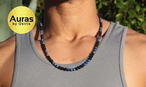 Auras by Osiris | Handmade Black Obsidian Crystal Necklace - Genuine Natural Gemstone Beaded Necklace |Healing, Protection, Grounding Talisman Mala - Choker Jewelry Gift for Girls, Womens, Mens in Saudi Arabia