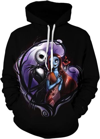 SRTBOIET Men and Women Christmas Hoodies Jack & Sally 3D Pritnted Novelty Hoodies Unisex Pullover Sweatshirts in Saudi Arabia