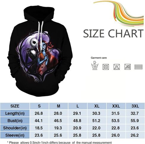 SRTBOIET Men and Women Christmas Hoodies Jack & Sally 3D Pritnted Novelty Hoodies Unisex Pullover Sweatshirts in Saudi Arabia